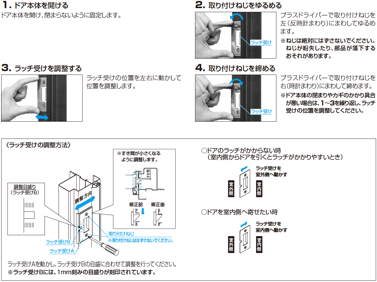 ノバリス ラッチ受けの調整方法